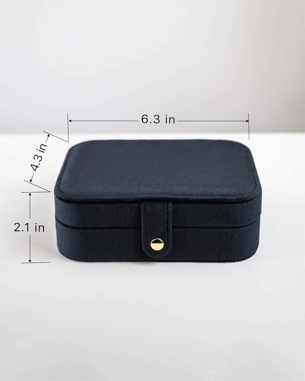 Benevolence LA Plush Velvet Travel Jewelry Storage Box | Earring Organizer with Mirror | Small Case for Women's Accessories | Gift for Mom, Sister, Girlfriend - Ebony