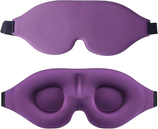 Sleep Mask for Women Men Comfortable Blockout Soft 3D Padded Eye Mask for Sleeping Side Sleeper Friendly Purple