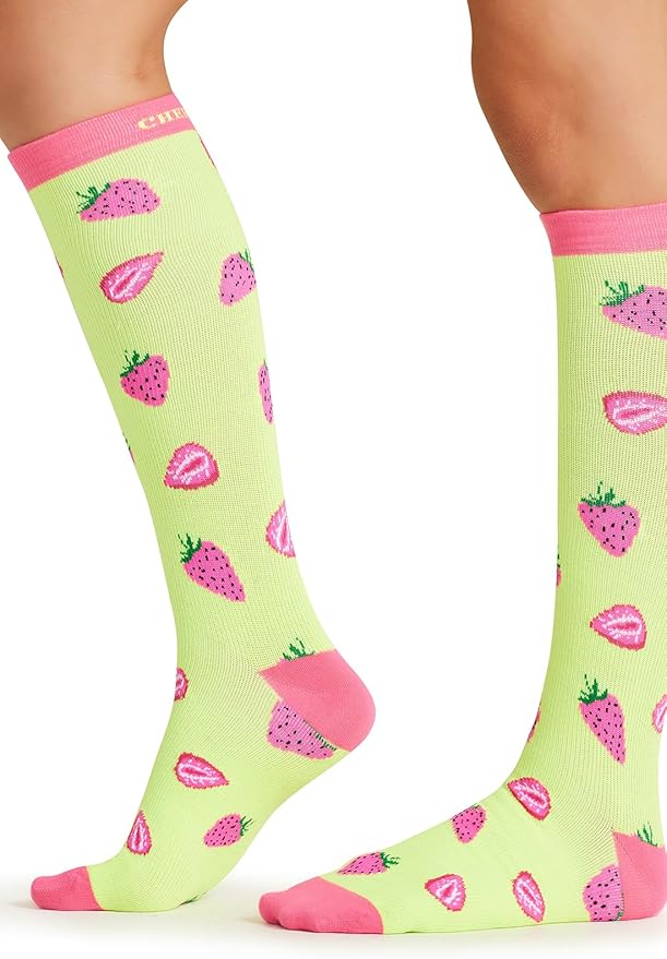 Cherokee Women's 10-15mmHg Compression Socks – Fun Print Knee Highs with Light Support, Soft Feel - PRINTSUPPORT