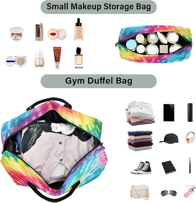 Rainbow Spiral Tie Dye Travel Duffle Bag Gym Yoga Carry on Bags for Men Women Weekender Bag