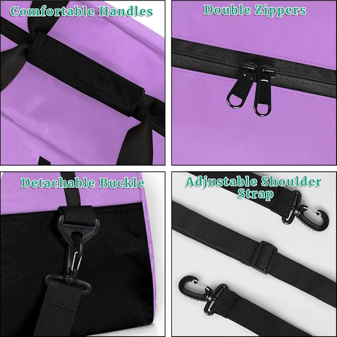 Personalize-Kids-Sports-Duffel-Bags With Custom Name Text Carry-On Overnight Travel Gym Lightweight Dance Pattern Sports Bags For Girls Boys Kids,Lilac