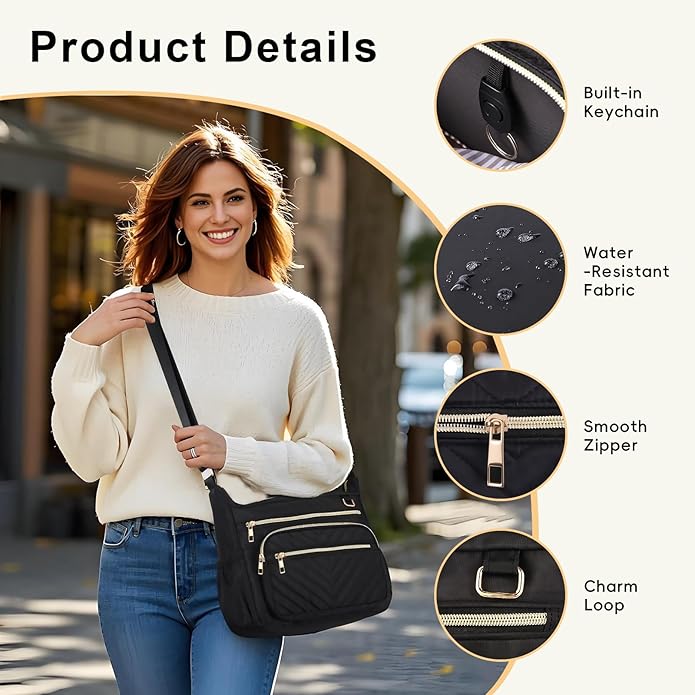 Crossbody Purse for Women Travel, Large RFID Anti-Theft Shoulder Crossbody Bag With Multiple Pockets for Daily Or Work