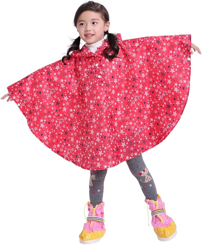 Spmor Kids Rain Poncho Hooded Jacket Rain Coat