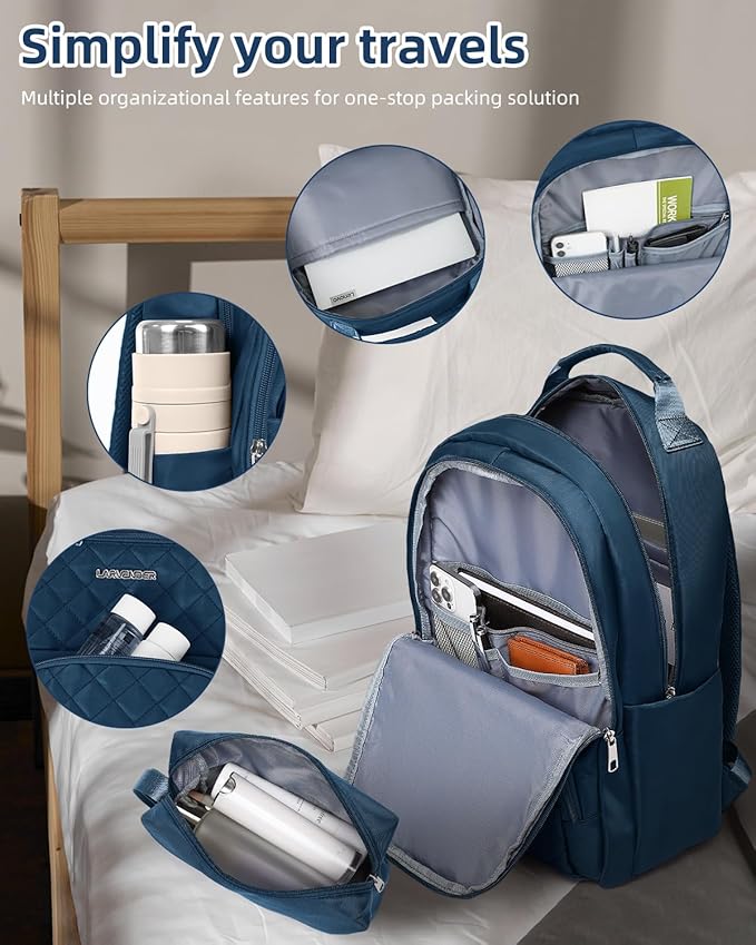 LARVENDER Carry on Luggage 22x14x9 Airline Approved, 20 Inch Hardside Suitcase with Wheels TSA Lock, PC+ABS Lightweight Carry on Suitcases for Women and Men, Dark Blue