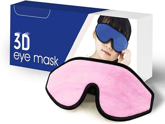 3D Sleep Mask for Kids, Light Block Sleeping Blindfold Memory Foam Contoured Eye Mask for Sleep, Adjustable Strap Eye Cover and Travel Sleep Mask for Boys Girls,Light Blue