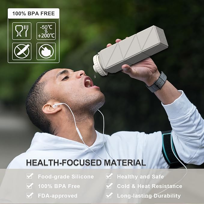 Collapsible Water Bottles 20.6oz, Silicone Foldable Portable Travel Water Bottle, BPA-Free, Leakproof Reusable for Traveling Hiking Sports, 5 Pack (Starlight+Pink+Blue+Dark Blue+Black)