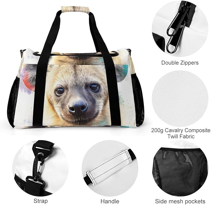 Hyena Dog Duffle Bag Gym Bag for Workout Travel Tote with Detachable Straps