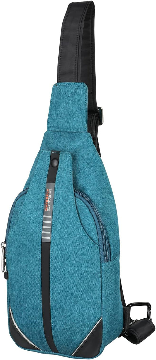 WATERFLY Tiny Crossbody Sling Backpack Anti Theft Backpack for Traveling Chest Shoulder Bag (Teal Blue)
