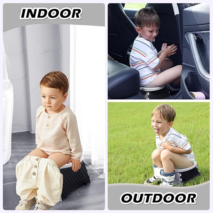 Foldable Travel Potty for Toddlers, Portable Potty Chair with Bag & 30 Pouches - Kids Toilet for Car, Camping, Indoor Outdoor - Splash-Proof Design, Easy Clean Training Seat (White)