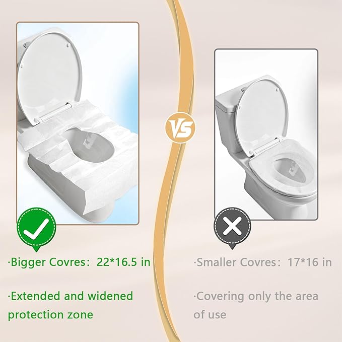 Toilet Seat Cover Disposable Flushable(80 Pcs), XXL Travel Toilet Seat Covers for Adults Kids, Flushable Toilet Paper Cover for Potty Training in Public Restrooms, Airplane, Camping(22 * 16.5in)