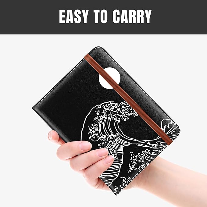 Rimilak Passport Holder, RFID Blocking Passport Cover Wallet Travel Essentials, Leather Travel Air Ticket Documents Organizer Protector for Women and Men, Abstract Waves