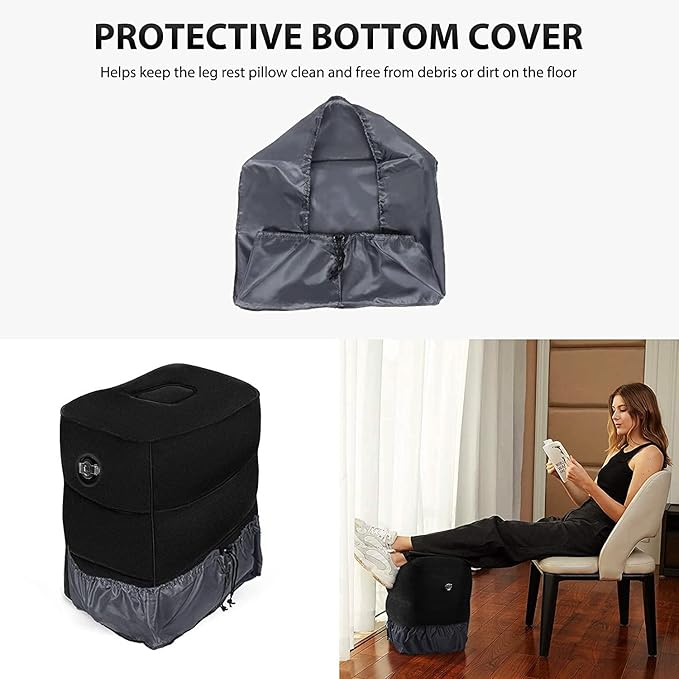 Inflatable Foot Rest Pillow for Travel, Kids/Adults Airplane Travel Pillow Kids Bed-Adjustable Height Cushions,for Kids to Sleep While Traveling,Suitable for Car,Office,Home,Travel (Grey)