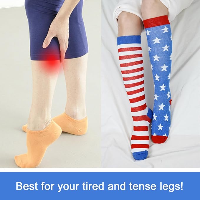 Junely Compression Socks for Women Knee High Socks for Running Nurses Pregnant Women Work Support Travel Flight Sports