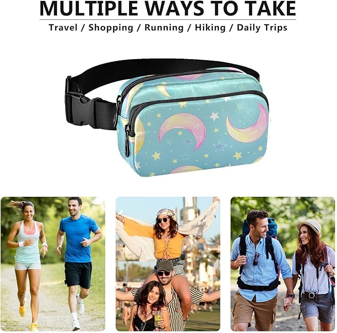 Gradient Moons Star Fanny Pack for Women Men Water Resistant Fashion Waist Packs with Adjustable Strap Belt Bag for Travel Workout Jogging Hiking 21219044