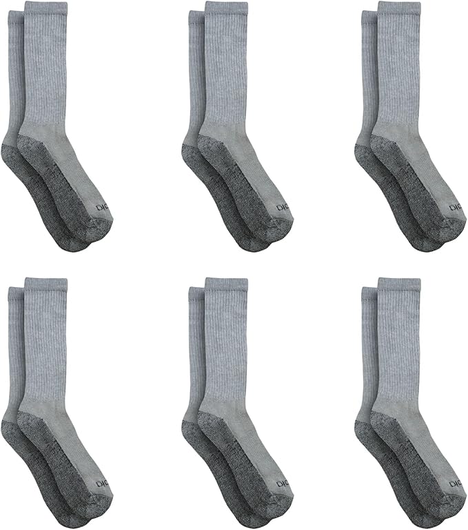 Dickies Men's Dri-Tech Original Moisture Control Crew Socks, Available in M-XXL (6, 12, 18 Pairs)