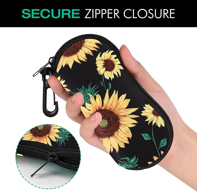 MoKo Sunglasses Soft Case Ultra Light Neoprene Zipper Eyeglass Case for Men Women