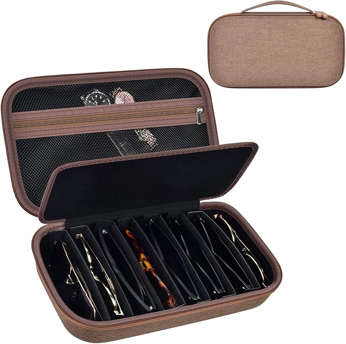 Travel Sunglass Organizer Case for 8 Pairs Polarized Sunglasses, Storage Box for Multi-style Dressers (Bag Only)