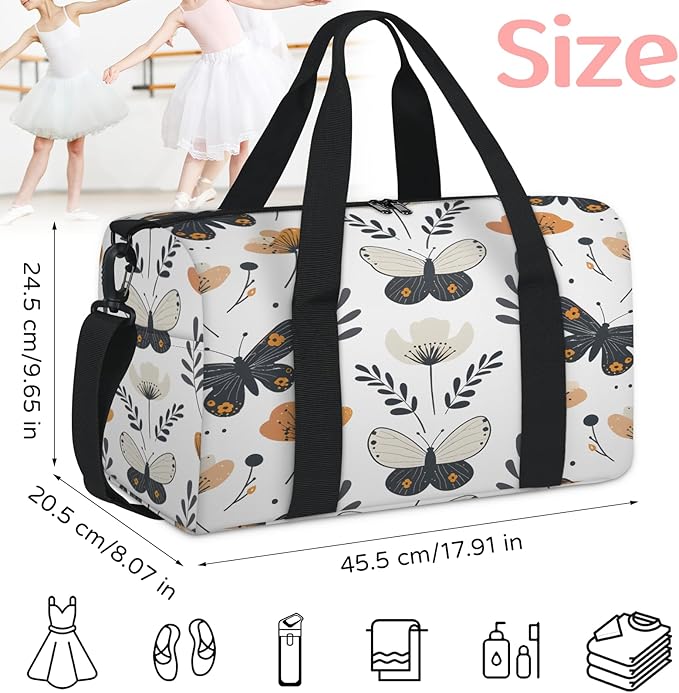 Butterflies Pattern Travel Duffle Bag for Women Men, Overnight Weekender Bag, Carry on Tote for Sport Gym