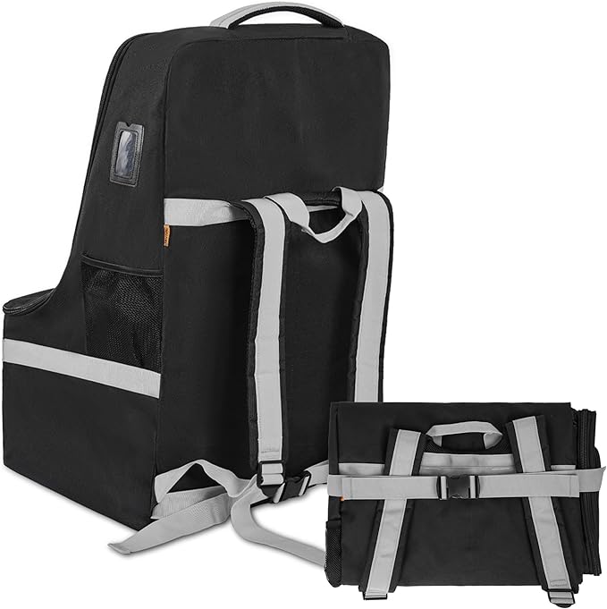Padded Car Seat Travel Bag for Airplane, Heavy Duty Car Seat Bag for Air Travel Gate Check Carseat Carrier Bag with Shoulder Strap, Fits Most Baby & Infant Car Seats
