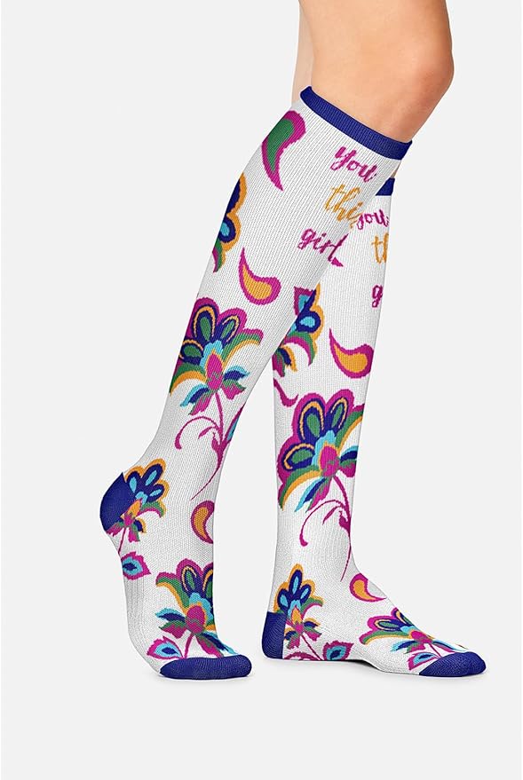 Cherokee Women's 10-15mmHg Compression Socks – Fun Print Knee Highs with Light Support, Soft Feel - PRINTSUPPORT