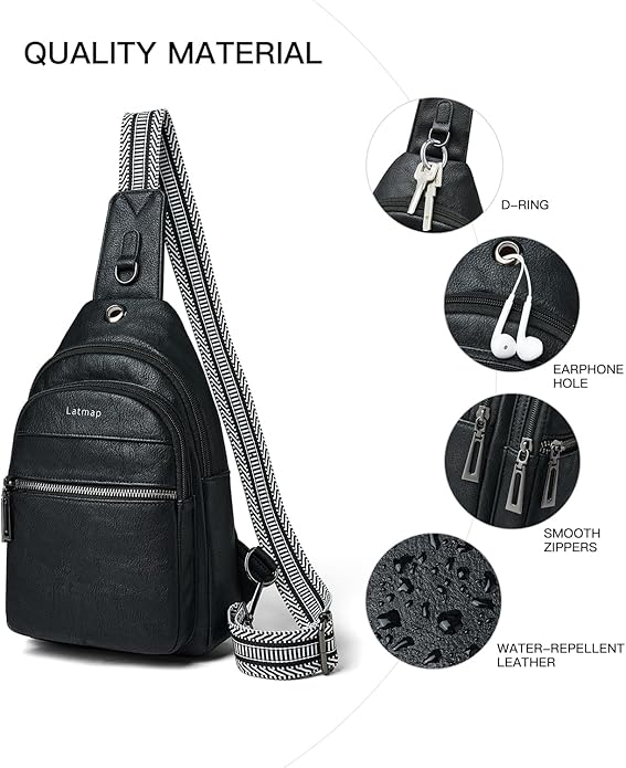 Sling Bag For Women Faux Leather Small Casual Daypack Backpack Fanny Pack Crossbody Chest Bags Purse