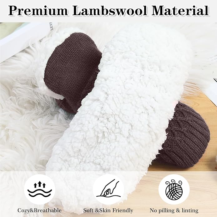 Warm Slipper Socks for Women Indoor Soft Cozy House Sock Shoes Non-Slip Knitted Socks Fuzzy Thermal House Slippers