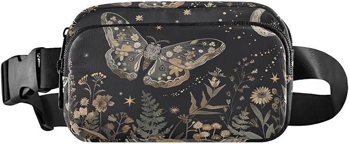 Butterfly Plant Fanny Pack for Women Men Water Resistant Fashion Waist Packs with Adjustable Strap Belt Bag for Travel Workout Jogging Hiking 21220253