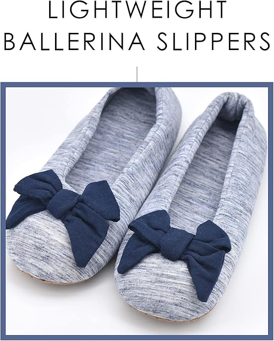 DICUIRD Women's Ballerina Slippers Lightweight House Slippers with Stretchable Heel Design