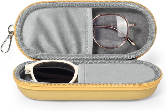 Double Eyeglasses Case, Dual Glasses Sunglasses Organizer with Zipper Closure, Eyewear Storage Box for Men Women Travel