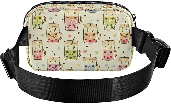 Kawaii Bubble Tea Fanny Pack for Women Men Water Resistant Fashion Waist Packs with Adjustable Strap Belt Bag for Travel Workout Jogging Hiking 21219022