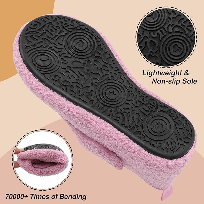 BARERUN Slippers for Women Men Wide House Diabetic Shoes for Women Men Warm Arthritis Edema Swollen Neuropathy Socks Slip on Adjustable Fuzzy Comfy Soft Womens Mens Bedroom Sliipers