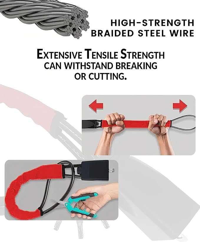 Car Steering Wheel Lock, Seat Belt Lock,O-MKAC Anti-Theft Device, Maximum Length 17 Inch, 3 Keys, Multi-Function, Suitable for Most Vehicles, SUV, Golf Cart Security (Red)