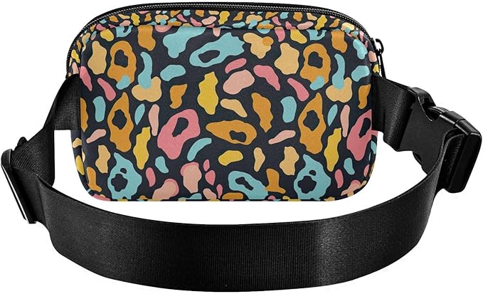 Color Leopard Fanny Pack for Women Men Water Resistant Fashion Waist Packs with Adjustable Strap Belt Bag for Travel Workout Jogging Hiking 21220403
