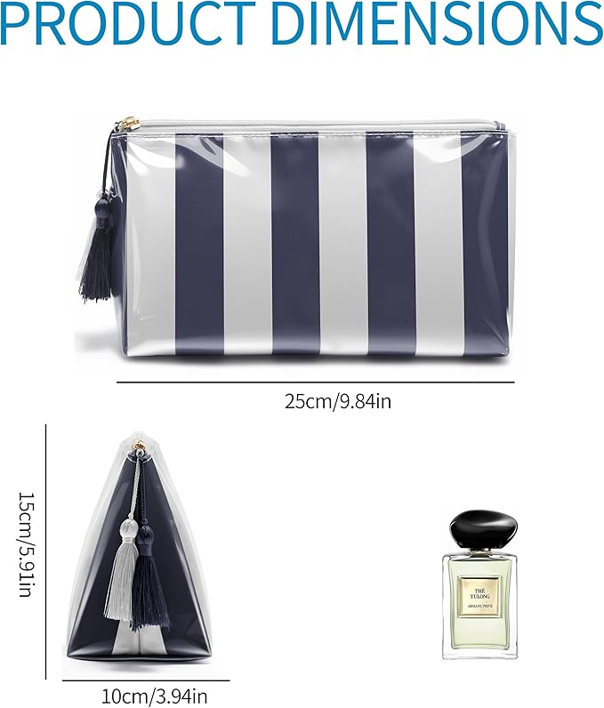 Makeup Bag, Small Clear Coated Cosmetic Bags for Women Girls, Waterproof Travel Makeup Bag for Purse Organizer Zipper Pouch Beach Summer Vacation Essentials Gifts for Women