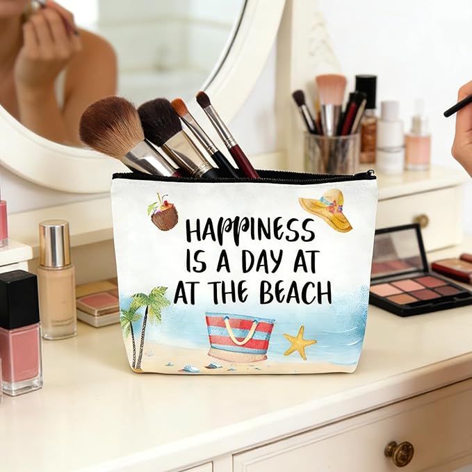 6 Pcs Beach Themed Gift for Women,Small Beachs Makeup Bag Bulk with Zippers,Beach Essentials Summer Survival Kits for Vacation,Vacation Themes Portable Cosmetic Travel Bag Pouches for Girls Friends