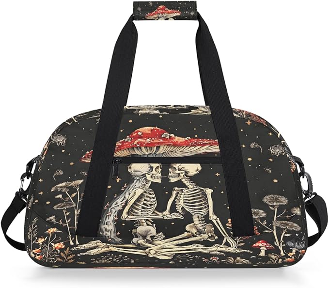 Travel Duffle Bag for travel duffle bag sports Girls Boys Kids Mushroom Skull Lightweight Overnight Sleepover Weekender Bags Small Dance Gym Sport Bag Teens Carry-On Size Workout Bag
