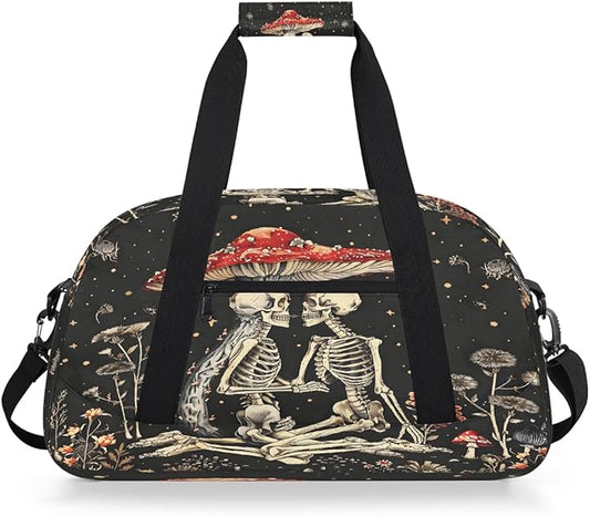 Travel Duffle Bag for travel duffle bag sports Girls Boys Kids Mushroom Skull Lightweight Overnight Sleepover Weekender Bags Small Dance Gym Sport Bag Teens Carry-On Size Workout Bag