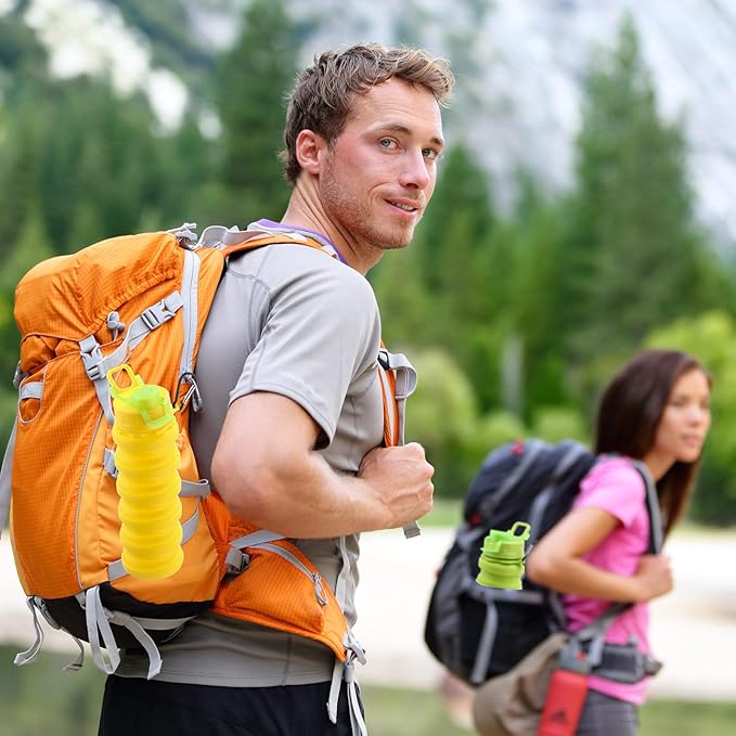 Sunnyray Collapsible Water Bottles Bulk Foldable Water Bottles 17oz Silicone Portable Leak Proof Reusable Sports with Clip for Travel Hiking Camping Outdoor(Colorful,30 Pack)