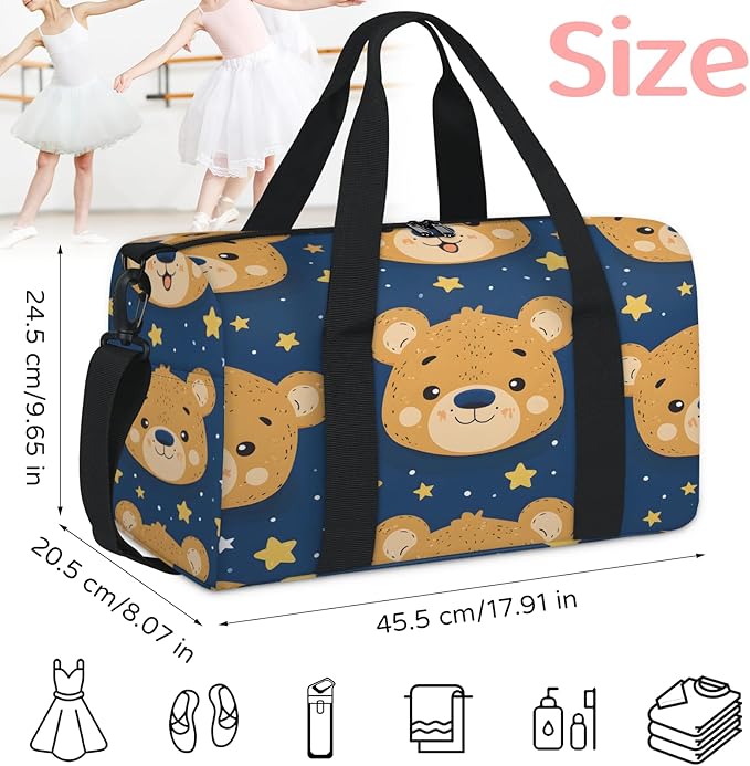 Bears Star Travel Duffle Bag for Women Men, Overnight Weekender Bag, Carry on Tote for Sport Gym