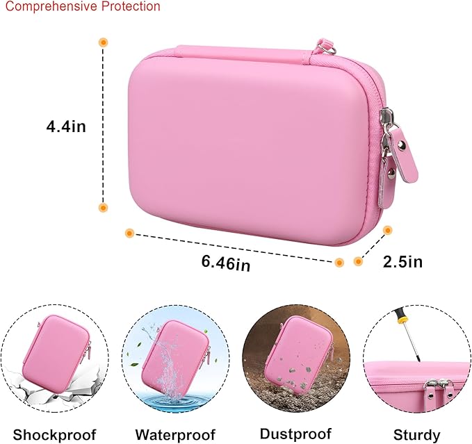 Elonbo Carrying Case for Make It Real Snap N' Glam Hair Styling Set, Girls Hair Styling Tool Storage Bag, Butterfly Gem Travel Organizer, Pocket fits Reusable Bead Clips, Gems Accents, Dark Pink
