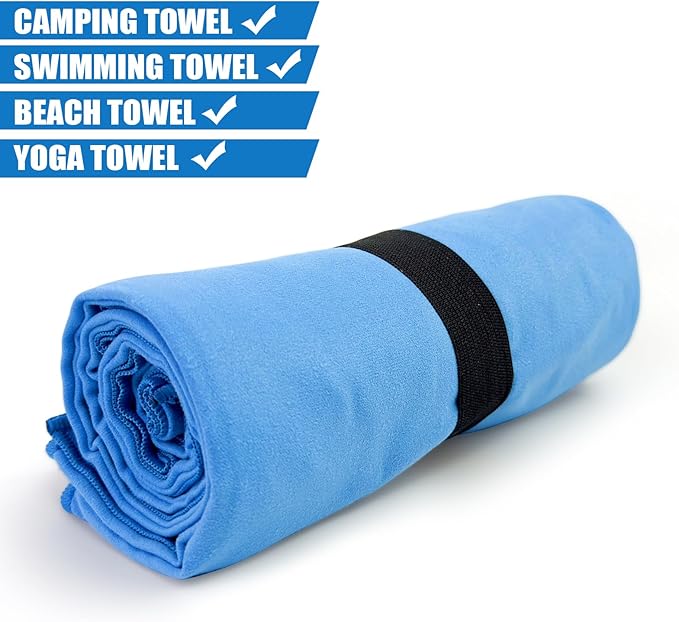 Camping Towel L Size Fast Drying Microfiber Lightweight for Men Women Travel Body Beach Hiking Swimming Hot Yoga Mat Sweat Towels(Blue, 1 Pack L)