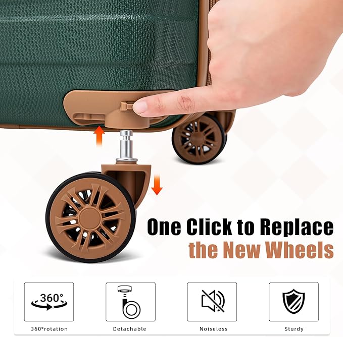 Luggage Sets 5 Piece Durable Suitcase Set with Spinner Wheels, Hard Shell Carry on Luggage with TSA Lock, Large Checked Travel Suitcases for Men and Women