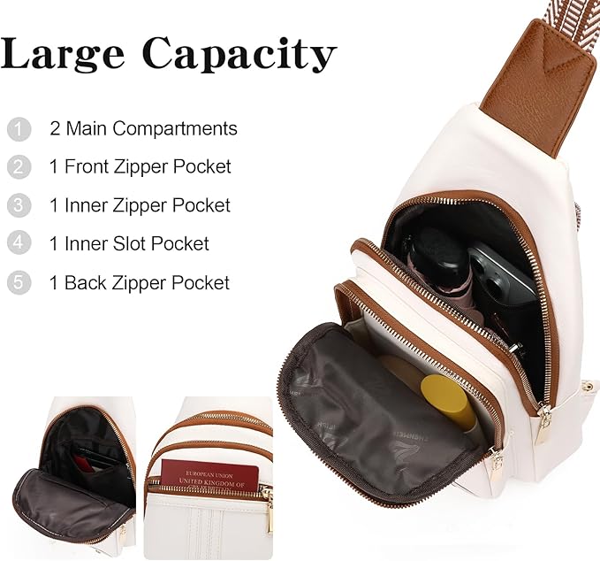 GAEKEAO Sling Bag for Women Crossbody Bags Fanny Pack Vegan Leather Chest Bag Travel Shoulder Belt Purse Backpack Gifts
