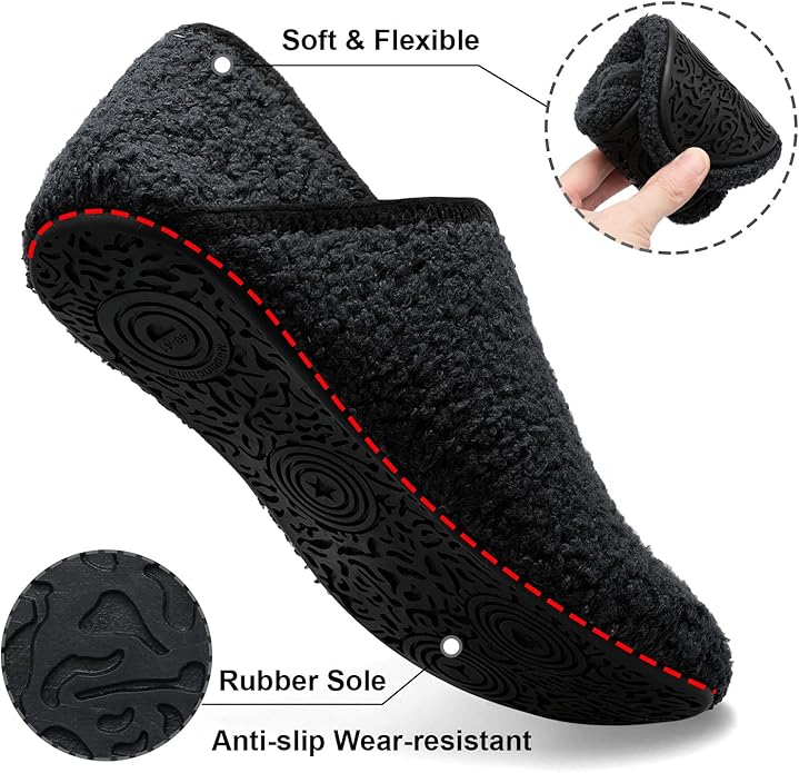 BARERUN Slippers Bulk for Women Men with Rubber Sole Soft-Lightweight House Slipper Socks Wide Barefoot Slippers Around House Shoes Non Slip Indoor/Outdoor