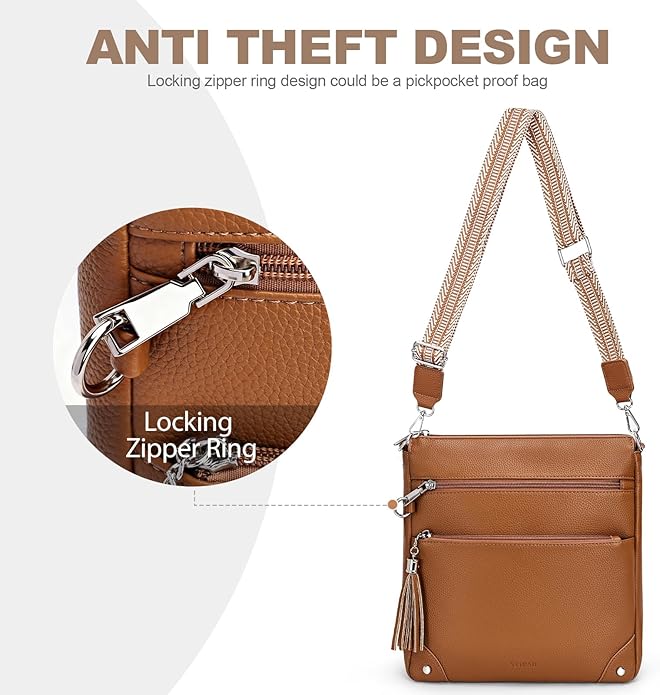 Anti Theft Crossbody Purses for Women RFID Blocking Crossbody Bags, Travel Shoulder Purse with Built-in Wallet