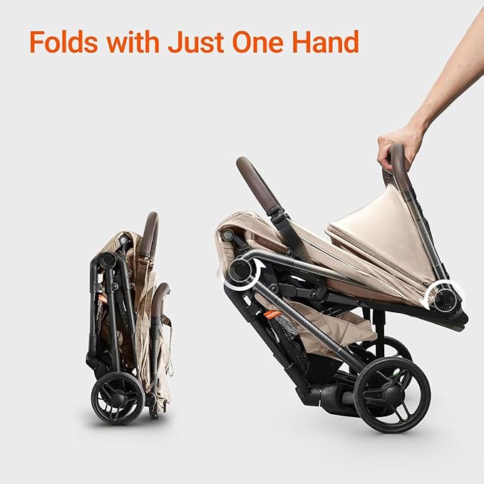 MAMAZING Ultra Air Lightweight Baby Travel Stroller with Carbon Fiber Frame, Compact & Airplane-Friendly, One-Handed Fold, 11.6 lbs, Perfect for Toddlers, Organizer & Cushion Included, Simply Taupe