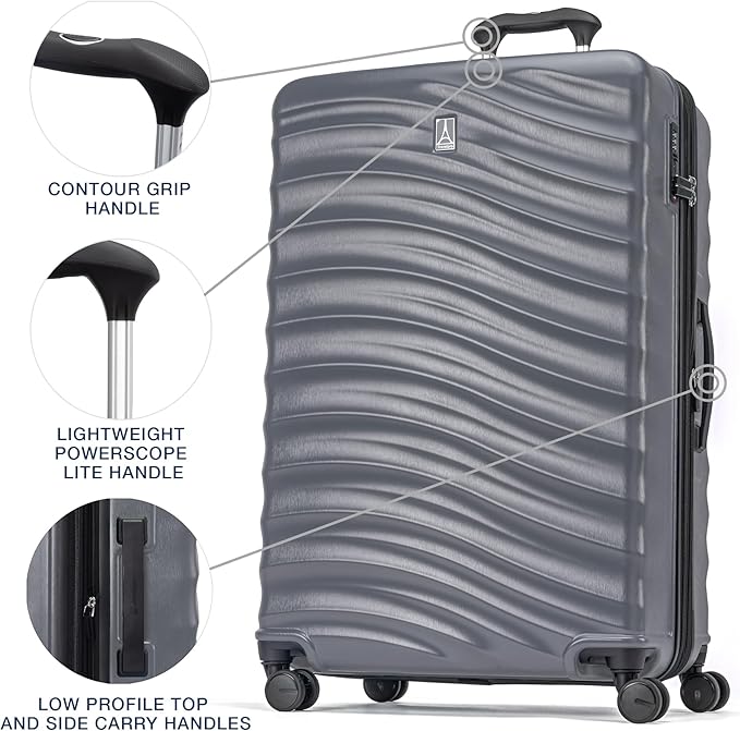 Travelpro Maxlite Air V2 Hardside Expandable Luggage, 8 Spinner Wheels, Lightweight Hard Shell, TSA lock, Shadow Grey, 2-Piece Set (20/28)