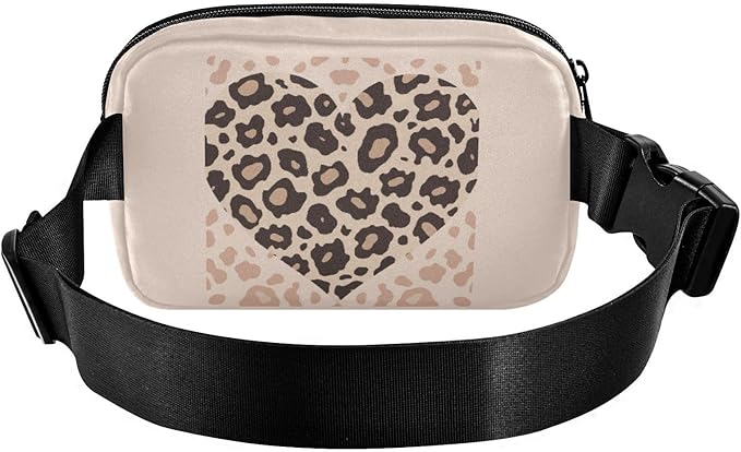 Leopard Heart Fanny Pack for Women Men Water Resistant Fashion Waist Packs with Adjustable Strap Belt Bag for Travel Workout Jogging Hiking 21217809