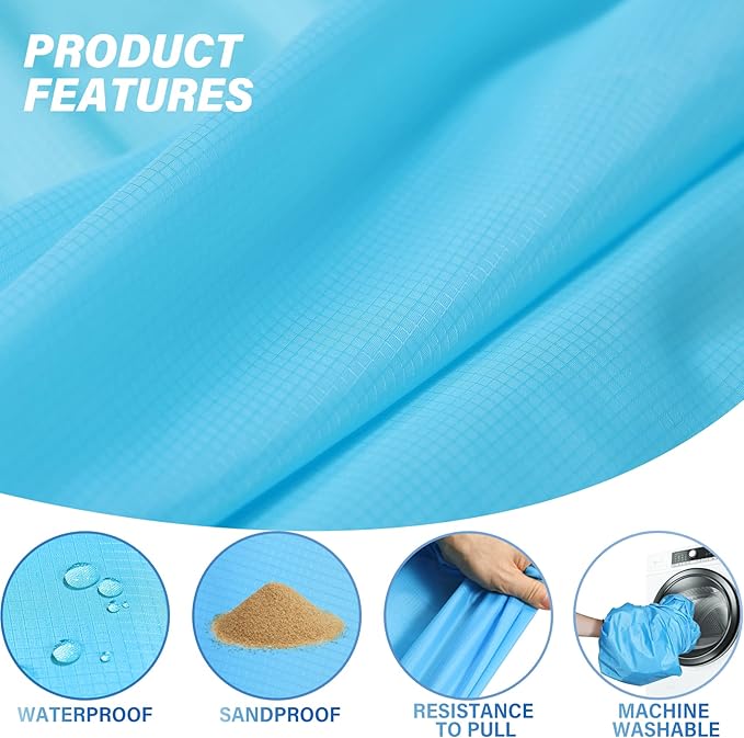 Beach Blanket Oversized Extra Large 10'X 9',Waterproof Sandproof Beach Blanket 2-8 Adults Lightweight Durable for Travel Camping Hiking Picnic