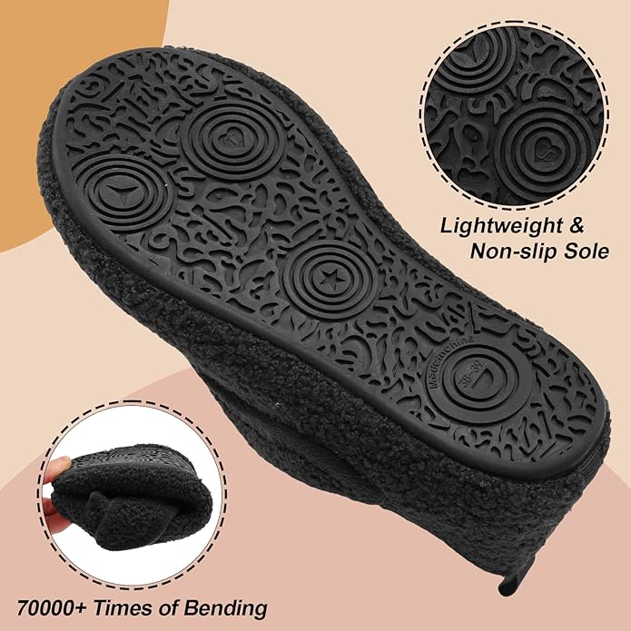 BARERUN Slippers for Women Men Wide House Diabetic Shoes for Women Men Warm Arthritis Edema Swollen Neuropathy Socks Slip on Adjustable Fuzzy Comfy Soft Womens Mens Bedroom Sliipers